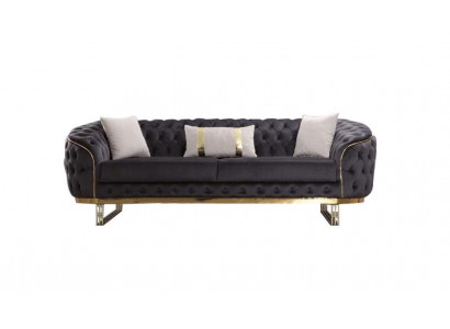 Designer sofa 3-seater textile couch upholstery sofas design brown Chesterfield