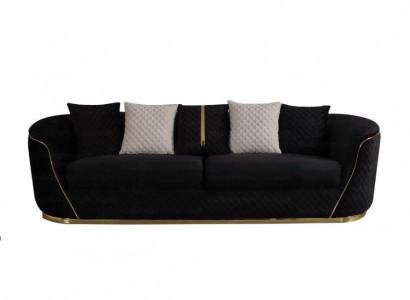 Designer 3-seater sofa luxury wood furniture textile upholstered sofa fabric