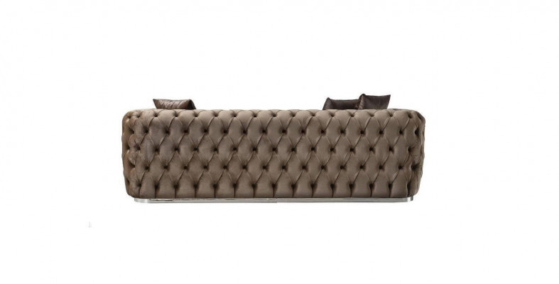 Sofa 3-seater upholstered sofa brown textile seat design couch modern Chesterfield