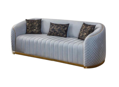 Sofa Luxury Living Room Modern Three-Seater Furniture Sofa 3-Seater Wood Textile