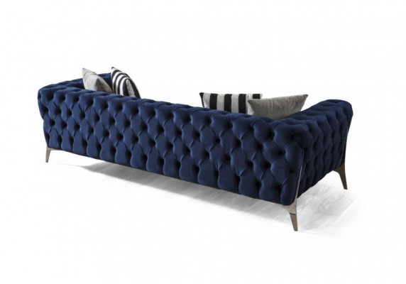 Chesterfield Sofa 3 Seater Blue Velvet Luxurious Furniture for Living Room Sofas