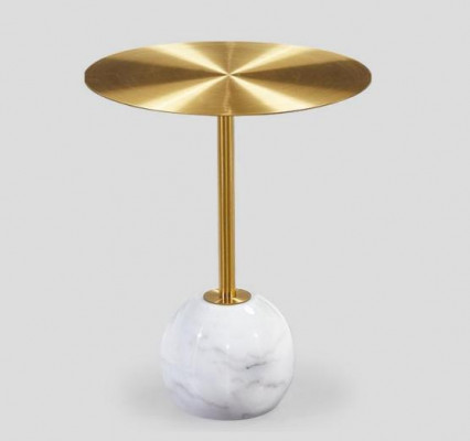 Small round side table with gold top shelf designer living room
