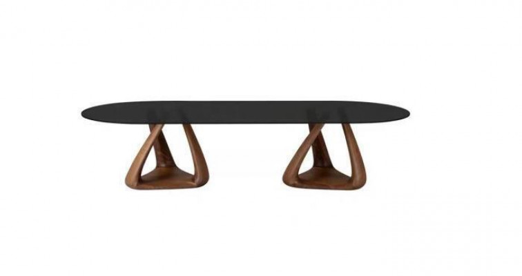 Designer black dining table luxury dining furniture wood top oval