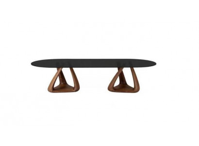 Designer black dining table luxury dining furniture wood top oval