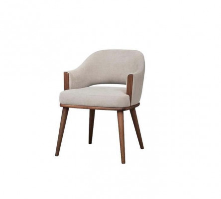 Beige upholstered chair with wooden frame kitchen chair armchair with armrests chair