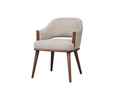 Beige upholstered chair with wooden frame kitchen chair armchair with armrests chair