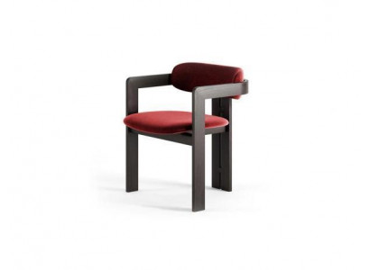 Luxury Red Dining Chair Wooden Frame Designer Upholstered Single-Seater Textile