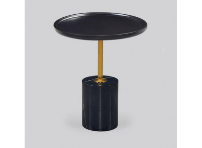 Round Black Side Table with Stainless Steel Base Designer Storage Table