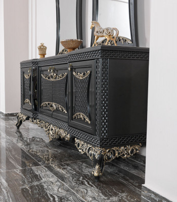 Dining room dining set dining table chairs wood set 12-piece gray baroque sideboard