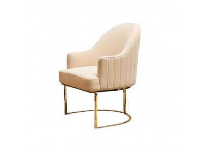 Beige dining room chair designer single-seater textile furniture upholstered chairs