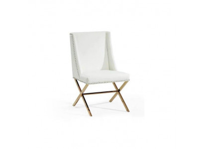 White dining chair designer textile furniture stainless steel metal single-seater