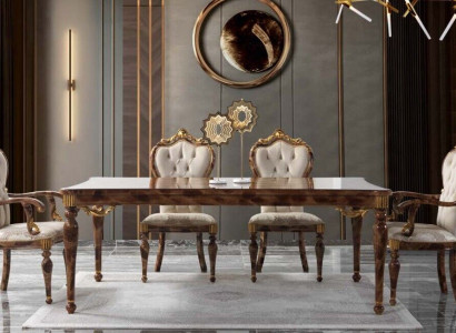 Classic dining group corner dining area dining room dining table wood set 7-piece brown table