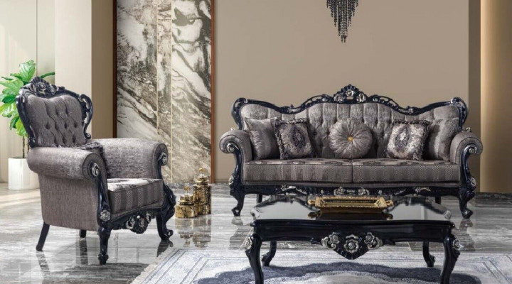 Couch Sofa Set Three-Seater Armchair Sofa Set Gray Upholstered Sofa