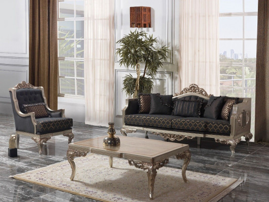 Living room sofa set upholstered sofa Chesterfield set gray fabric