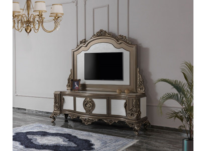 Living room RTV stand TV sideboard lowboard wood brown table luxury