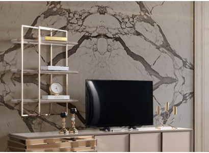 RTV lowboard TV stand sideboard beige gold living room set shelves new
