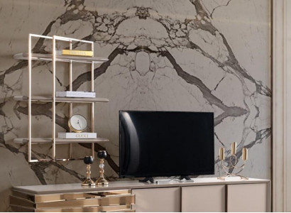 RTV lowboard TV stand sideboard beige gold living room set shelves new
