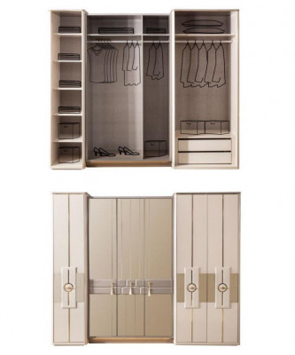 Wardrobe Closet Bedroom Wardrobes Beige Modern Wood Luxury
