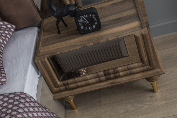 Complete bedroom furniture double bed brown fabric bed set 3-piece nightstands