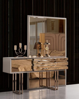 Dressing table console table dressing table dressing chest wood beige gold