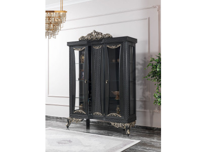Display cabinet, showcase cabinet, cabinets, living room, glass, gray, wood, new.