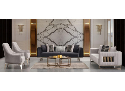 Sofa set Couch set Three-seater Armchair Grey Fabric sofa set 3-piece