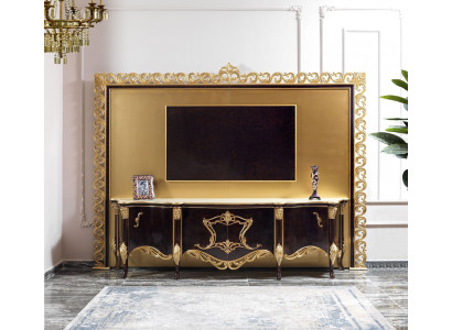 TV stand sideboard RTV lowboard wood gold living room table luxury
