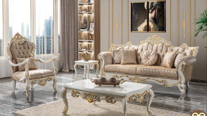 Luxury couch set upholstery sofa Chesterfield fabric sofa beige
