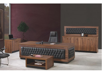 Luxury Office Furniture Complete Office Desk Office Set 4-piece Wood Brown