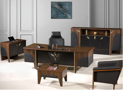 Office furniture complete office desk office office table set 4-piece wood brown