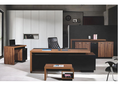 Office desk office furniture complete office desk set 4-piece wood black