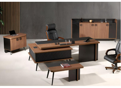 Complete office office furniture desk office office table set 4-piece wood brown