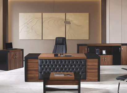Office desk office furniture complete office desk set 4-piece wood brown office