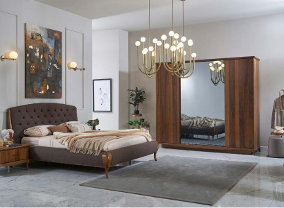 Double Bed Complete Bedroom Bed Set 4-piece Bed Frame Brown 180