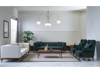 Sofa set three-seater armchair two-seater fabric sofa green upholstered sofas