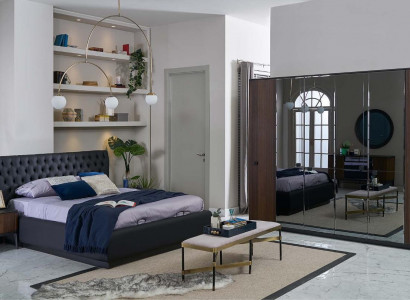 Bed set double bed bedroom set 4-piece bed frame black new