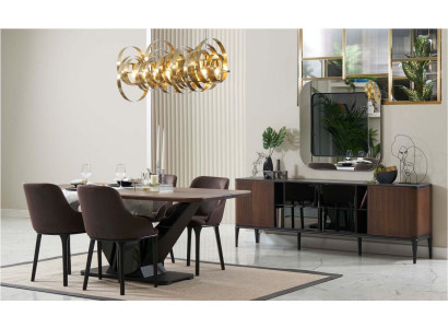 Dining nook dining set dining room furniture set dining room 9-piece wood brown table