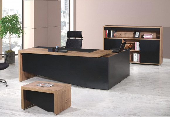 Home office furniture complete corner desk 3-piece wood black office furniture