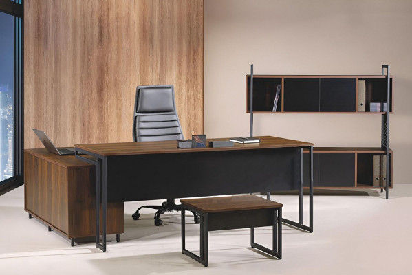 Office furniture complete office corner desk office 3-piece wood brown set