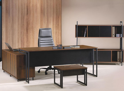 Office furniture complete office corner desk office 3-piece wood brown set