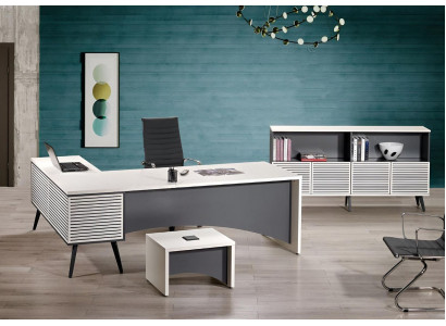 Work desk corner office desk complete office set 3-piece wood office furniture white