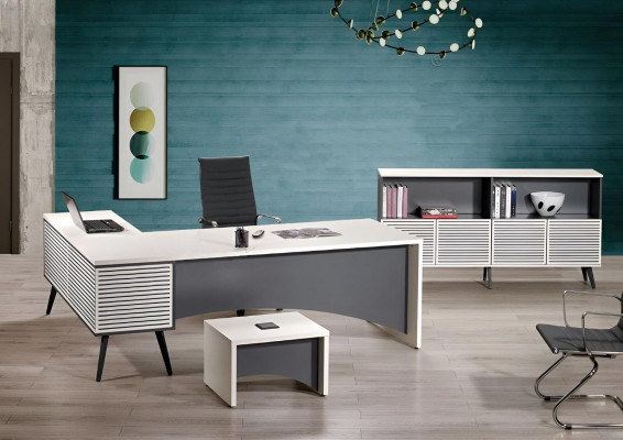 Corner office desk complete office desk set 3-piece wood office furniture white new
