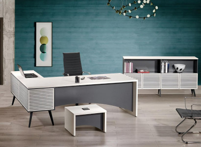 Corner office desk complete office desk set 3-piece wood office furniture white new