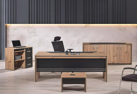 Table Office Furniture Home Office Furniture Desk Set 4-piece Wood Black