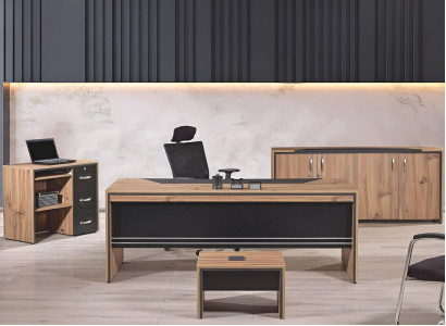 Table Office Furniture Home Office Furniture Desk Set 4-piece Wood Black