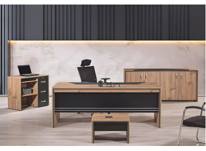 Office furniture study furniture desk set 4-piece wood black table