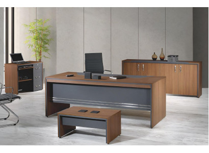 Office furniture complete office desk set 4-piece wood brown table