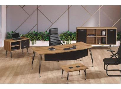 Complete Office Office Desk Office Furniture Desk Set 4 Pieces Wood Black
