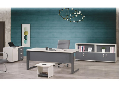 Work desk office furniture computer furniture desk 4-piece wood set gray