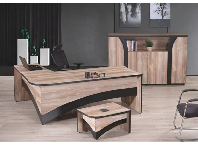 Office furniture complete set corner office desk office desk 3-piece wood brown